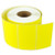 Yellow 100mm x 74mm synthetic thermal transfer label roll on a 40mm core, 500 labels per roll, removable adhesive