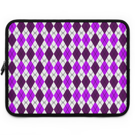 17" Purple Argyle Print Laptop Sleeve Front View