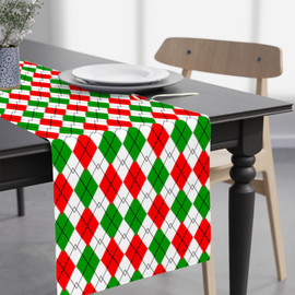 Red And Green Christmas Argyle Print Table Runner Lifestyle View