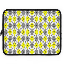 17" Yellow Argyle Print Laptop Sleeve Front View