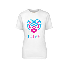 Multi-Colored Love Heart White Tee Front View