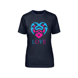 Multi-Colored Love Heart Navy Tee Front View