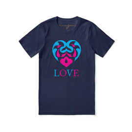 Multi-Colored Love Heart Navy Tee Flat View