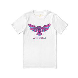 Multi-Colored Wisdom Owl White Tee Flat View