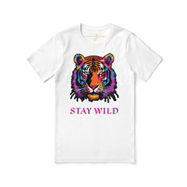 Multi-Colored Tiger White Tee Flat View