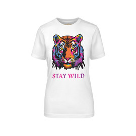Multi-Colored Tiger White Tee Front View