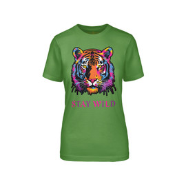 Multi-Colored Tiger Leaf Green Tee Front View