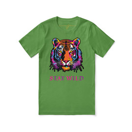 Multi-Colored Tiger Leaf Green Tee Flat View