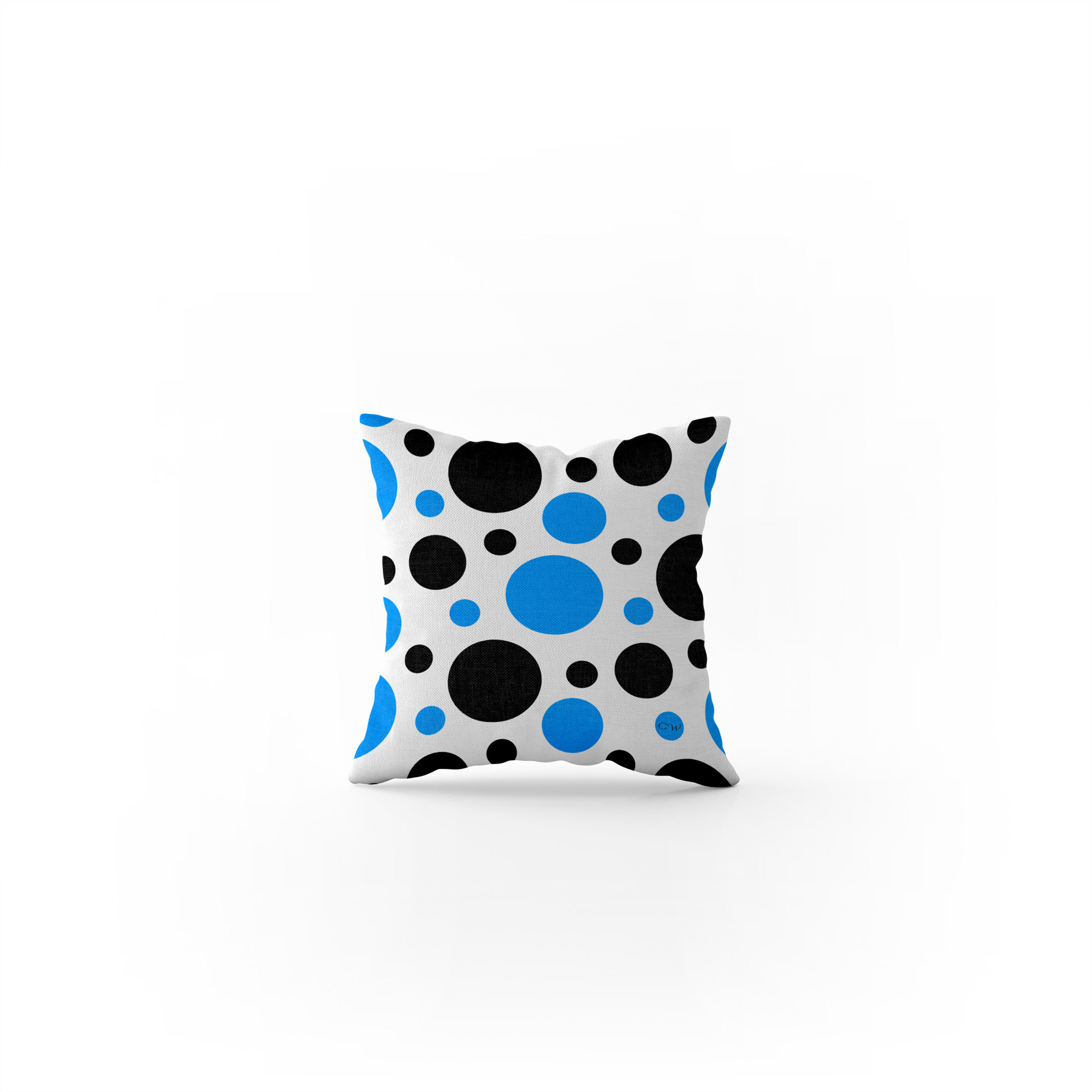 Black And Turquoise Circles Indoor Decorative Throw Pillow Back View