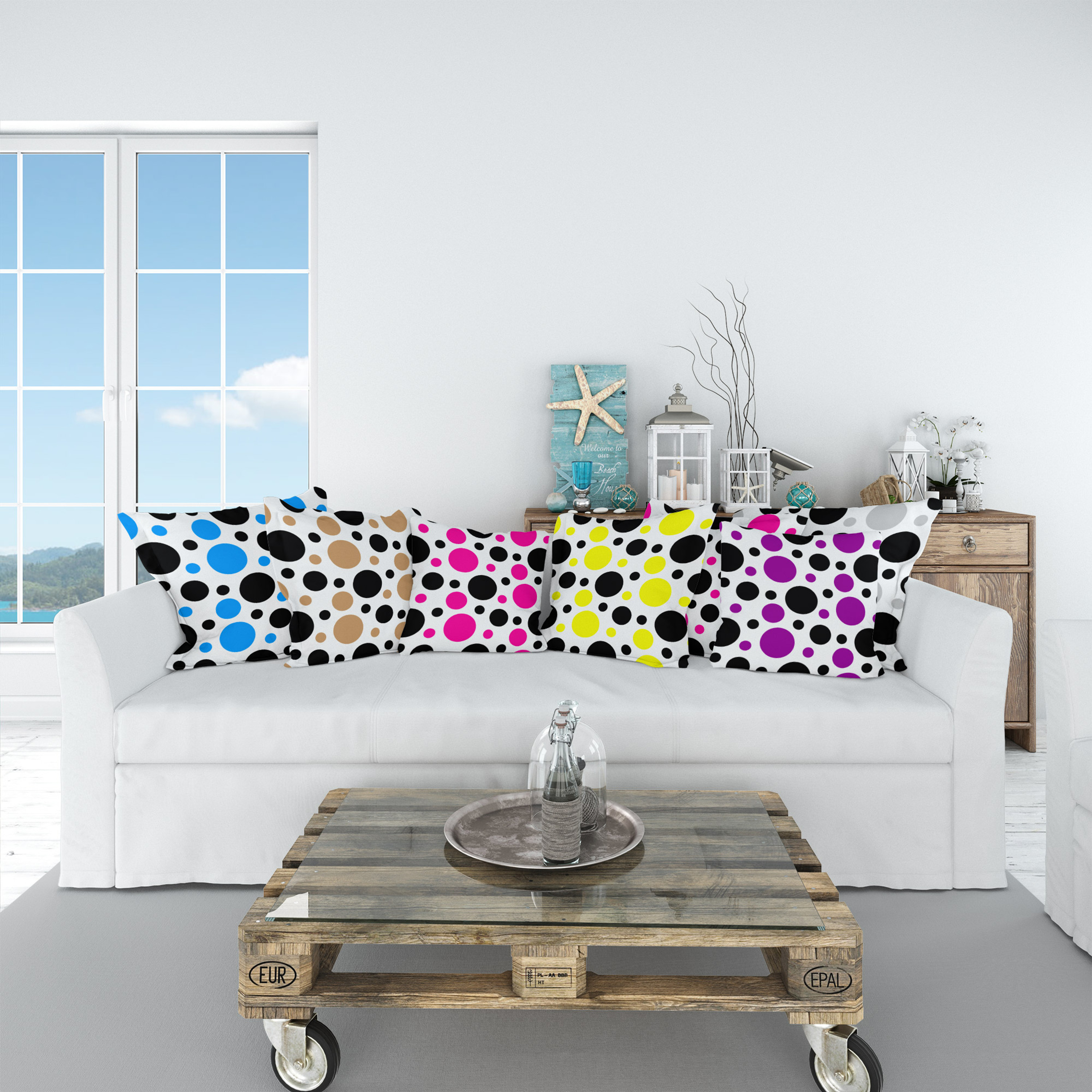 Circles Collection Indoor Decorative Throw Pillow Living Room Scene