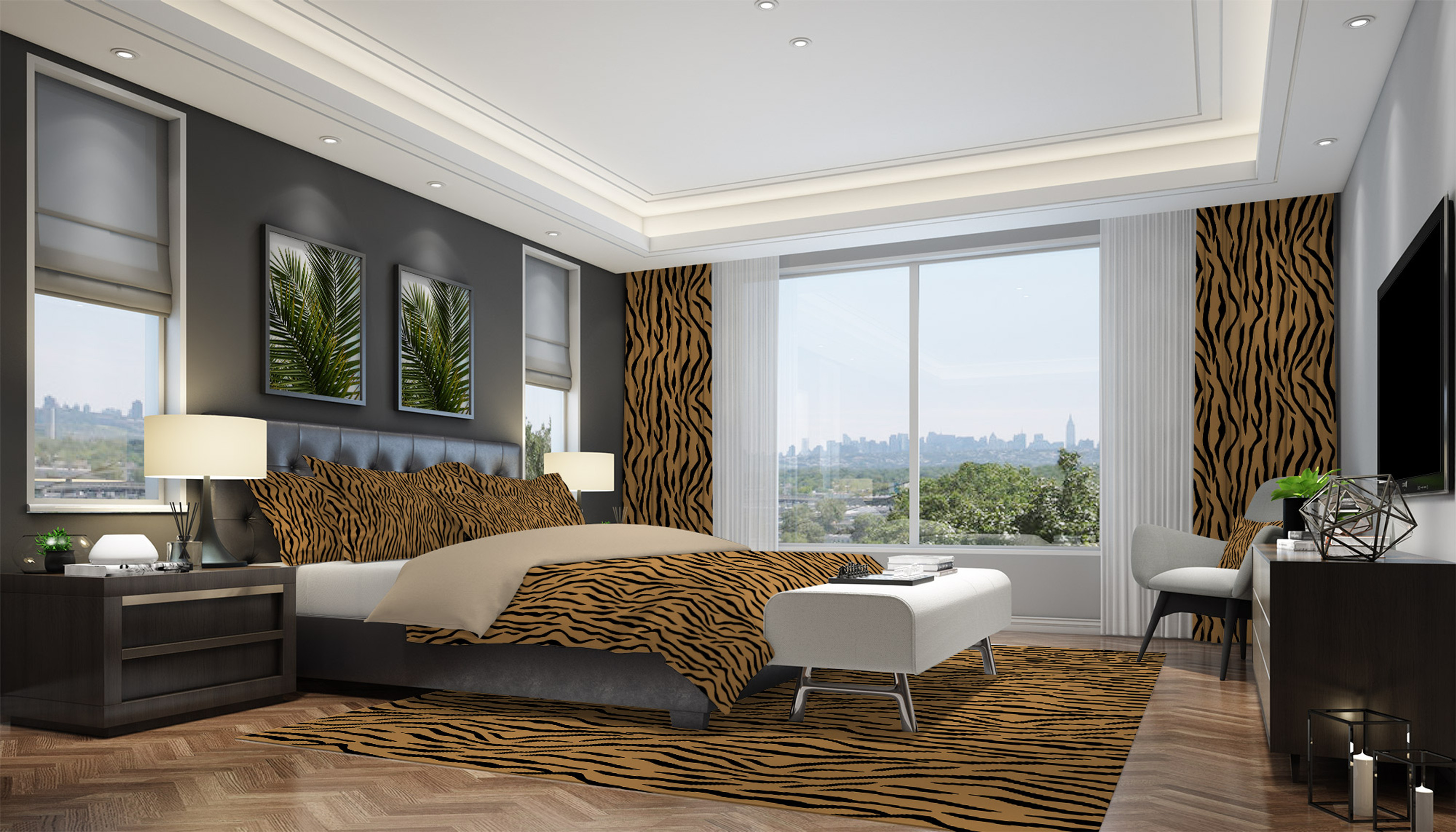 Tiger Print Pillow Sham Bedroom Scene