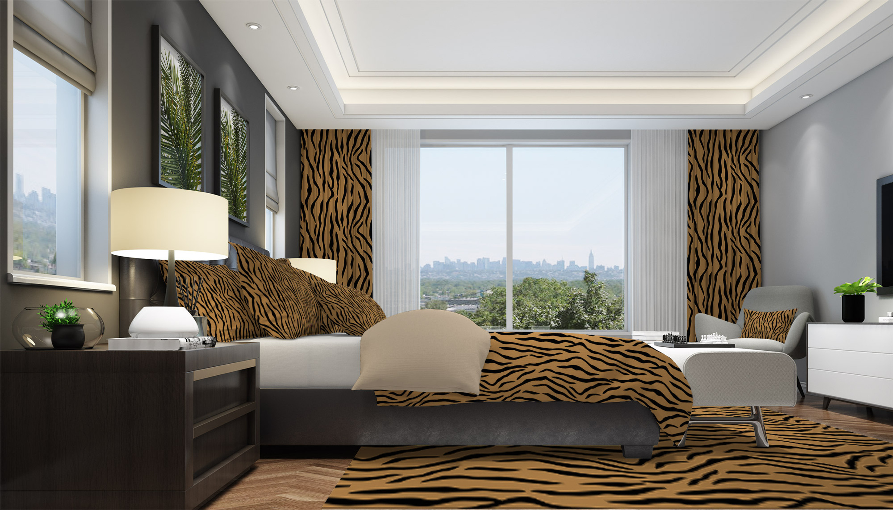 Tiger Print Pillow Sham Bedroom Scene