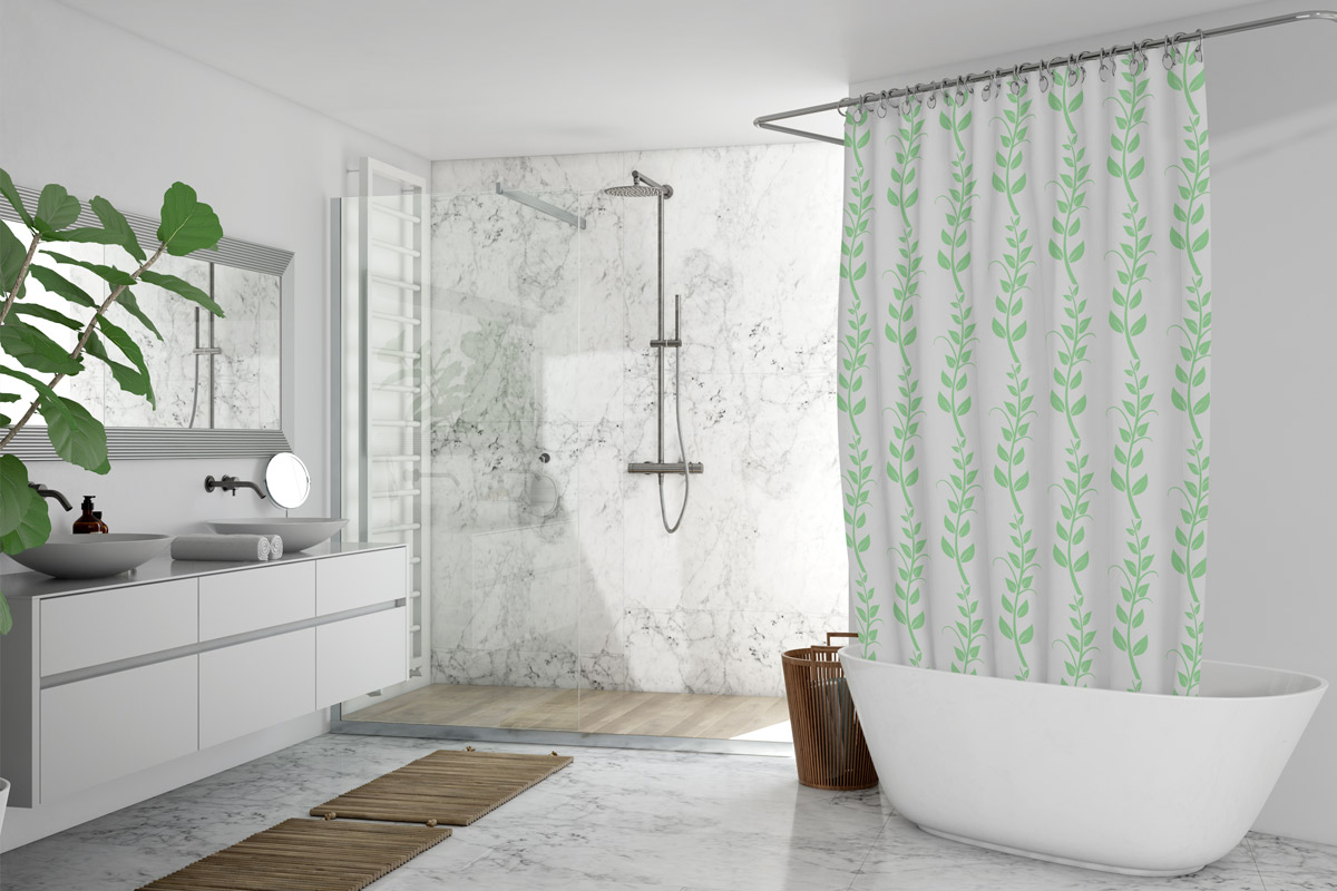 Sage Botanical Vines Shower Curtain