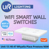 White and Black 4 Gang Smart Wi-Fi Touch Switches, modern glass design, Alexa and Google Home compatible – UR Lighting Sydney Australia