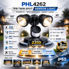 PHL4262 PIR Twin Spot Sensor Light 30W IP65 Tri-Colour LED Outdoor Security Spotlight Black