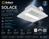 Solace 3-in-1 bathroom heater with dual 1000W and 2200W PTC ceramic heating, 240m³/hr exhaust fan, integrated 12W LED light and slimline white ceiling design.