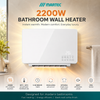 Enjoy fast, convenient bathroom heating with the MBHT2200W 2200W Bathroom Wall Heater. Featuring a powerful PTC ceramic heating element, digital temperature display, touch-button controls, adjustable timer and oscillating airflow, it delivers comfortable and evenly distributed warmth throughout the room.