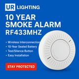 Wireless RF433MHz 10 Year Battery Smoke Alarm (AS3786 Approved)