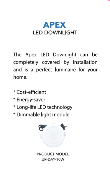 10W Led Downlight Daylight (APEX)