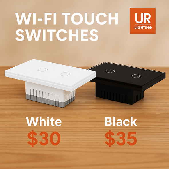 White 2 Gang Smart Wi-Fi Touch Switch with crystal glass panel, LED indicators, Alexa and Google Home compatible – UR Lighting Prestons NSW