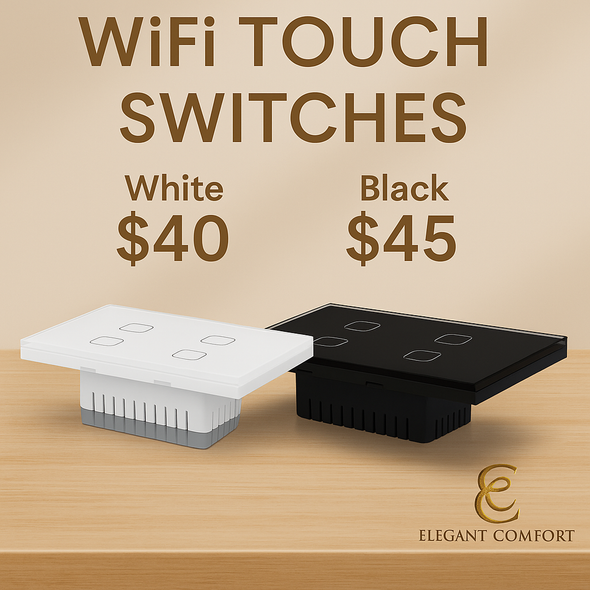 White 4 Gang Smart Wi-Fi Touch Switch with crystal glass panel, LED indicators, Alexa and Google Home compatible – UR Lighting Prestons NSW