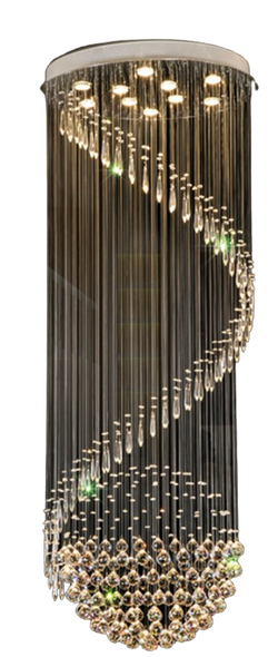 LED Crystal Wave Chandelier Pendant Light with stainless steel and hardware mirror finish.