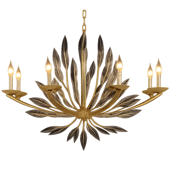 Luxurious gold crystal chandelier featuring premium K9 crystals and E14 bulbs.