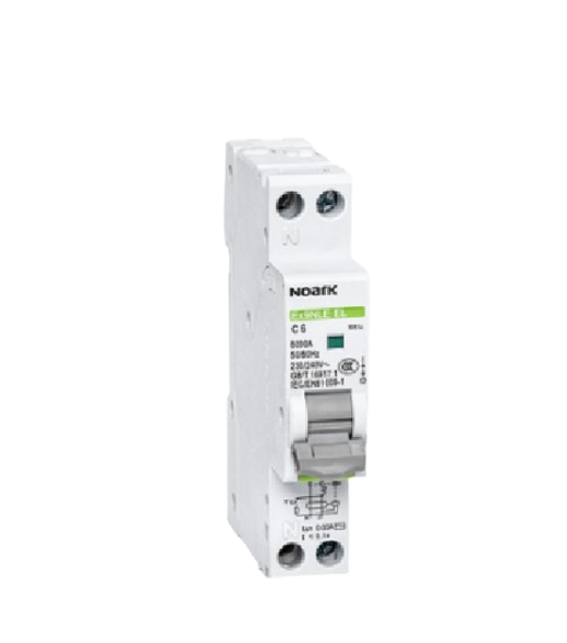 Noark Ex9NLE-EL RCBO 6kA 30mA Residual Current Circuit Breaker – available in 10A, 16A, 20A, 25A, 32A, and 40A. Compact 1-module RCD with overload protection, AS/NZS 61009.1 certified, ideal for residential and solar switchboards.