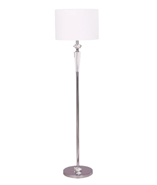 Interior Drum Shade Chrome Rod with Crystal Highlight Floor Lamp