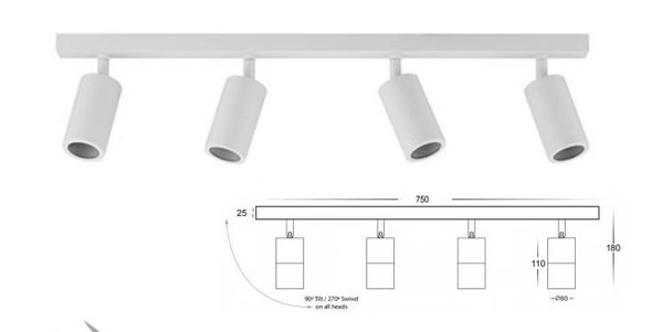 4 LIGHTS BAR ADJUSTABLE
