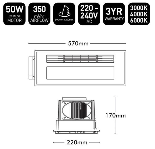 Brilliant White Nevada 4-In-1 Bathroom Heater