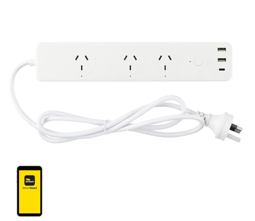 Brilliant White Cannes Smart Wi-Fi Power board with USB-A and USB-C Chargers