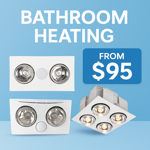 NOUX 2-Heat Bathroom Heater with LED Light and Exhaust Fan – Rectangular Design