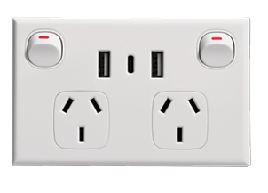 Fast Charging Double PowerPoint with Twin USB +C Type