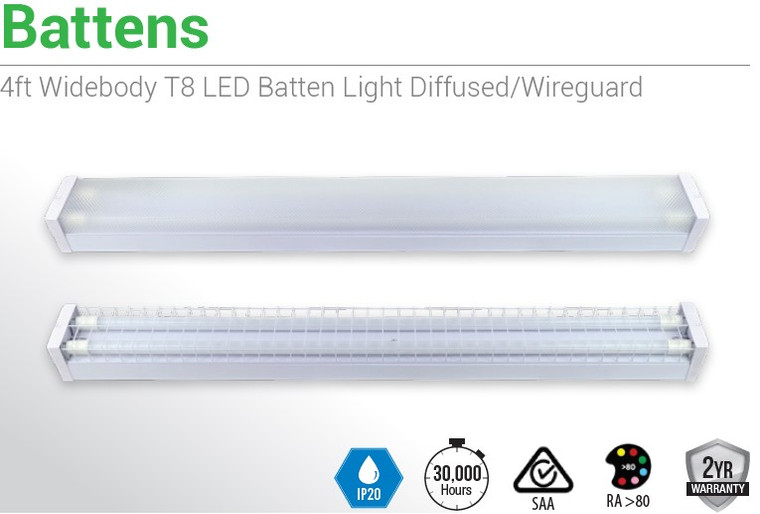 4 X 4ft LED Batten Diffused/ Wiregaurd 1200MM