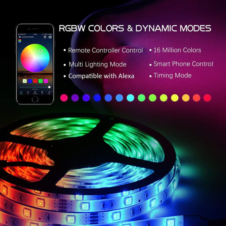 5M RGBW LED Self-adhesive Waterproof Flexible Strip Smartphone Wifi Control TUYA