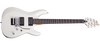 Schecter C-6 Floyd Rose Deluxe Satin White Electric Guitar with dual humbuckers, Floyd Rose tremolo bridge, and smooth satin white finish.