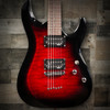 Schecter C-6 Plus See Thru Cherry Burst Electric Guitar (B-Stock) with quilted maple top, dual humbuckers, and glossy cherry burst finish.