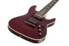 The Schecter Omen Extreme-7 String Electric Guitar (Item #2008) features a stunning Black Cherry quilted maple top over a mahogany body, delivering rich resonance and aggressive bite. Its thin-C maple neck and rosewood fingerboard provide fast, comfortable playability, while Schecter Diamond Plus humbuckers deliver high-output tone suited for metal, rock, and modern extended-range styles. Additional features include black chrome hardware, Tune-O-Matic bridge, and sleek multi-ply binding.
