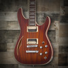 Schecter C-1 E/A Electric Guitar in Ca-s Eye finish with semi-hollow body design, dual pickups, and chrome hardware.