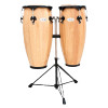 Toca Synergy Conga Set 10"/11" - Natural (2300N) featuring natural-finish shells, warm resonant tone, durable hardware, and an included adjustable double conga stand.