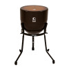 Toca Snare Conga Cajon w/ Stand (T-SCC) featuring a conga-shaped cajon body, built-in snare mechanism, textured playing surface, and included adjustable stand for live or studio performance.