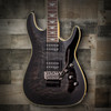 Schecter Omen Extreme FR Electric Guitar - See-Thru Black finish with quilted maple top, Floyd Rose tremolo, and dual humbuckers delivering aggressive tone and smooth playability