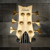 Schecter Stiletto Custom-6 Bass Guitar â€“ Natural Satin (NAT) finish featuring 6-string design, EMG pickups, active 3-band EQ, and contoured mahogany body for smooth, powerful tone and modern versatility