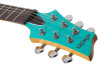 The Schecter C-6 Deluxe Satin Aqua Electric Guitar (428) features a lightweight basswood body, thin-C maple neck, and high-output humbuckers for punchy, versatile tone. Its satin aqua finish adds a bold, modern look, while the contoured body and smooth fretwork offer excellent comfort and playability for practice, recording, or live performance.