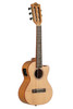 The Lanikai FM-5CET 5-String Tenor Ukulele features a flame maple top, back, and sides for bright, articulate tone with eye-catching visual depth. The 5-string configuration adds a high and low G for expanded range and fuller chord voicings. Its cutaway design improves upper-fret access, while the FishmanÃ‚Â® Kula preamp delivers clean, natural amplified sound. Ideal for performers and players looking for a unique, expressive ukulele.