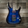 Schecter Omen Elite-6 FR Electric Guitar - Ocean Blue Burst featuring quilted maple top, Floyd Rose tremolo, Schecter Diamond pickups, and sleek black hardware for modern tone and style