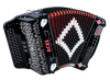 The Hohnica Aces Accordion (ACES II FBK) features a 3-register system with an F-Bb-Eb tonal layout, ideal for Tejano, conjunto, norteno, and regional Mexican music. Built with durable materials and responsive reeds, it offers strong projection, stable tuning, and comfortable playability making it a solid choice for beginners and developing players.