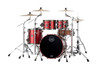 Mapex SE504XMBPA Saturn Evolution Fusion 4-Piece Shell Pack in Tuscan Red finish, snare not included.