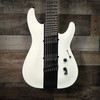 Schecter C-7 Contrasts Rob Scallon 7-String Multiscale guitar featuring a dual white/black finish, multi-scale ebony fingerboard, signature pickups, lightweight body, and signature Rob Scallon design elements.